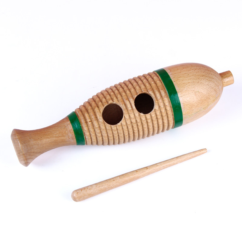 乐器玩具奥尔夫打击乐器原木木鱼蛙鸣筒榉136岁幼儿园打击乐器