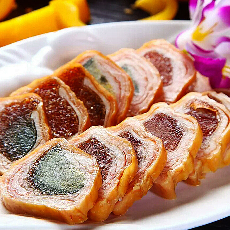 蛋卷皮蛋彩蛋金色年华鸭皮卷酒店冷盘小吃开袋即食下凉菜