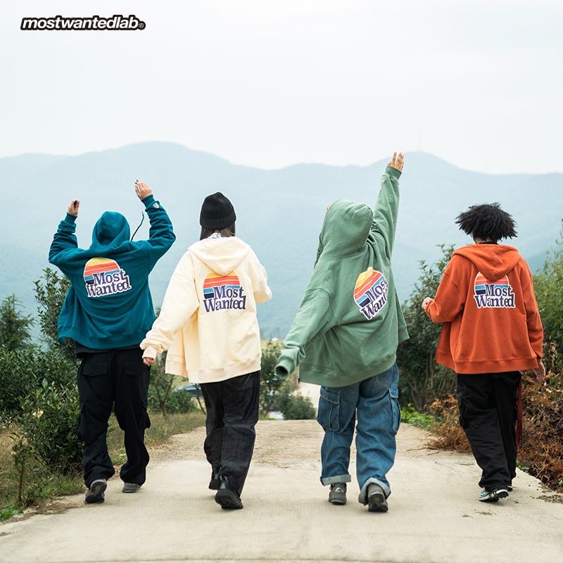 mostwantedlab 彩虹连帽卫衣开衫男国潮牌春秋情侣宽松拉链外套女