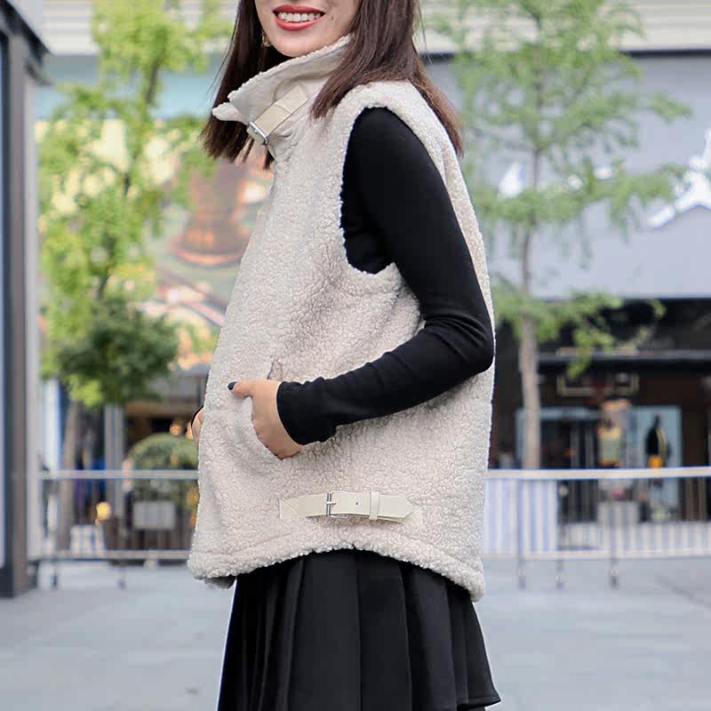 本库背心夹背韩版马坎肩短款秋冬2020体外羊羔马夹