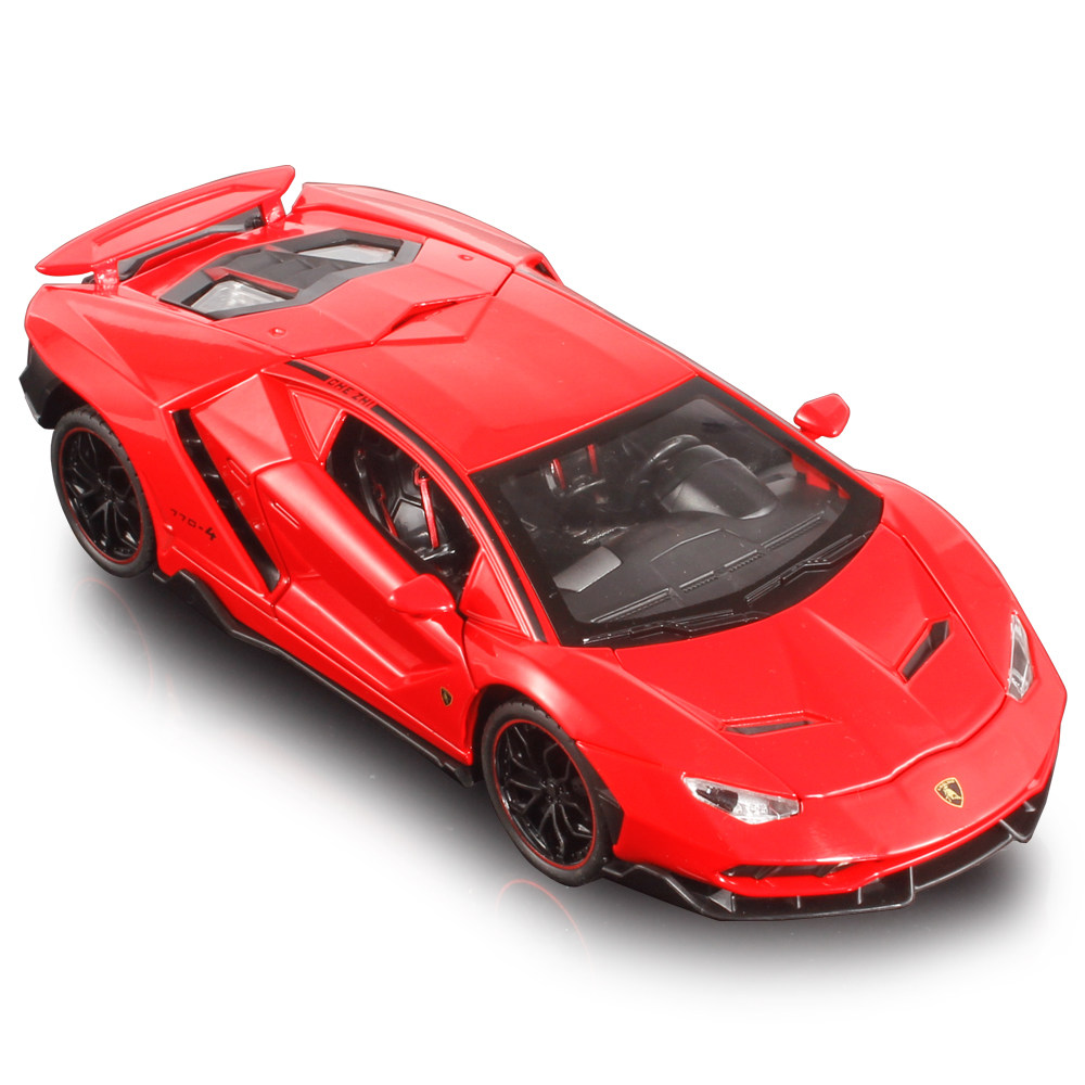 1 24仿真兰博基尼lp770跑车合金车模开门回力儿童玩具车汽车模型