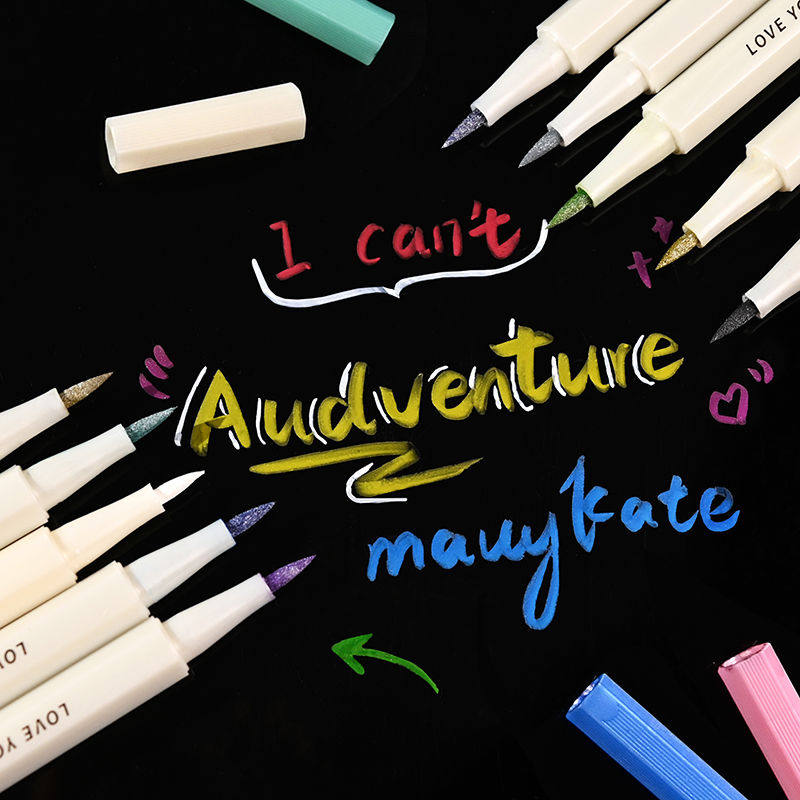 高颜值美术软头金属涂鸦diy珠光色带多色油性记号笔