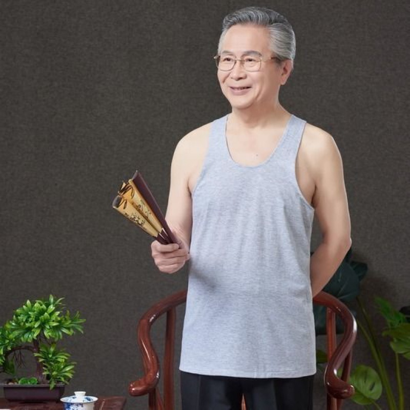 中老年纯棉背心夏季大码宽松跨栏老头汉衫老人背心