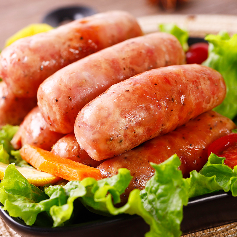 颐轩浓台湾纯肉烤肠火山石热狗香肠爆汁脆皮肠黑胡椒无淀粉冷冻肠