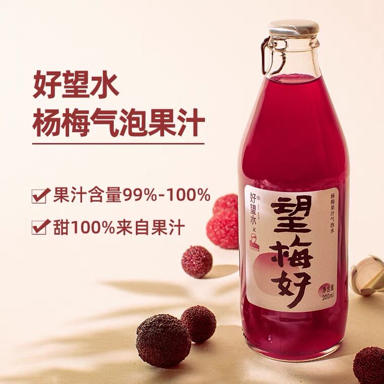 望梅瓶装色素香精气泡熬制好好300ml果汁杨梅碳酸饮料