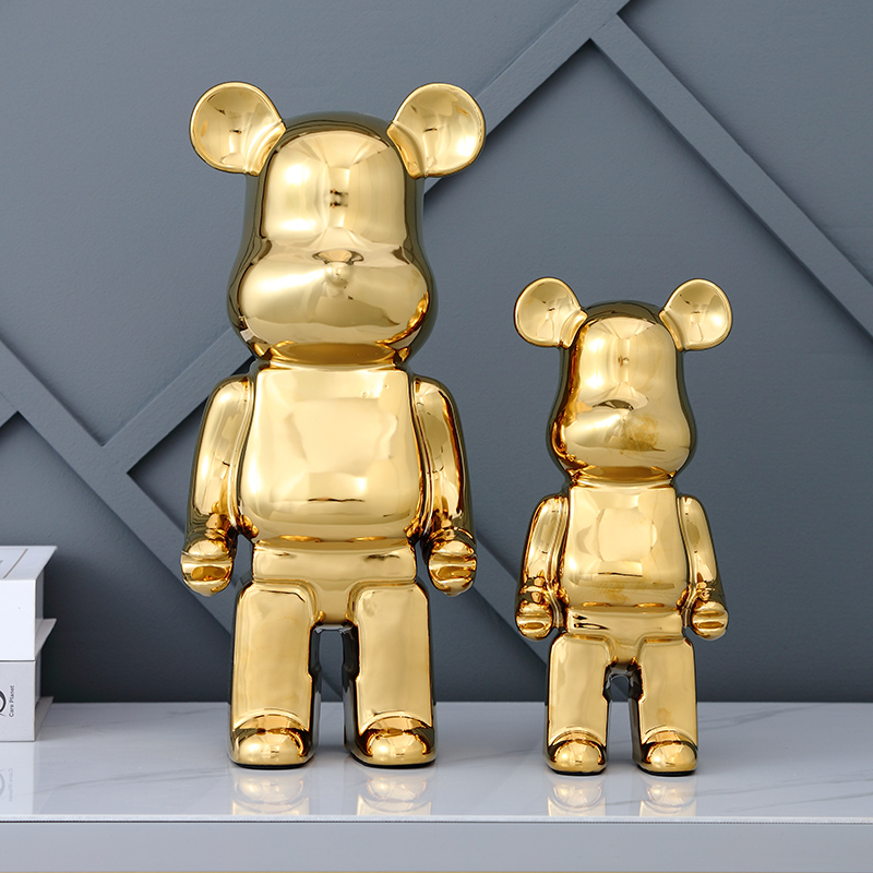 陶瓷暴力熊摆件客厅现代家居酒店轻奢装饰品高档摆件