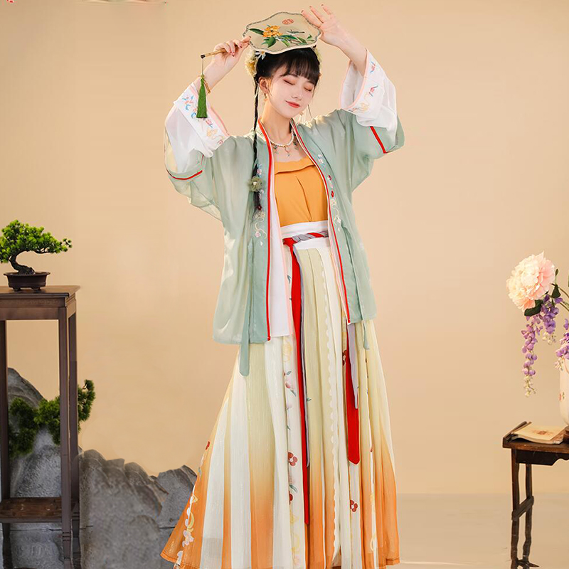 宋制汉服女正品原创中国国风改良吊带对襟齐腰汉服