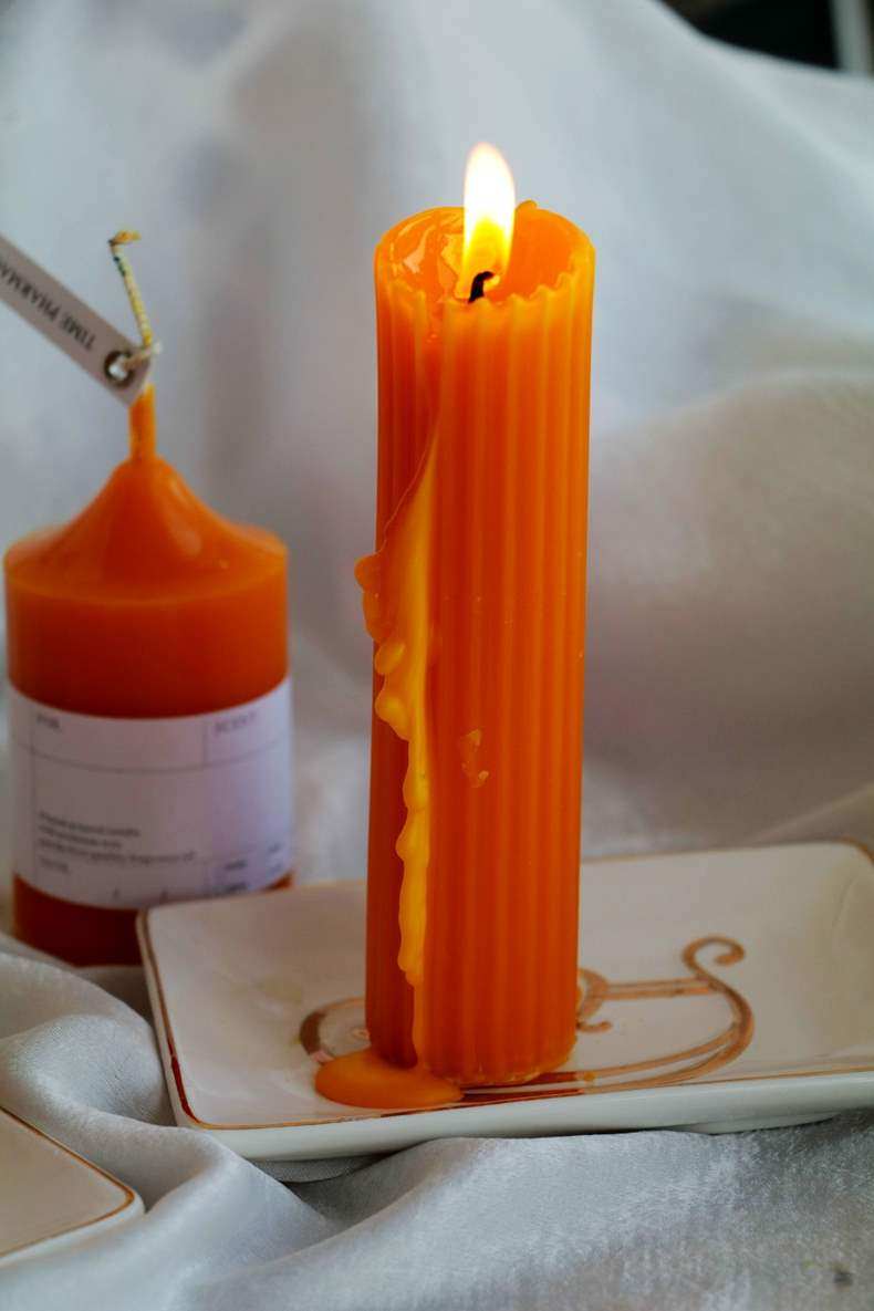 蜡烛timepharmacy天然黄色蜂蜡耐燃超大无味卧室香薰蜡烛