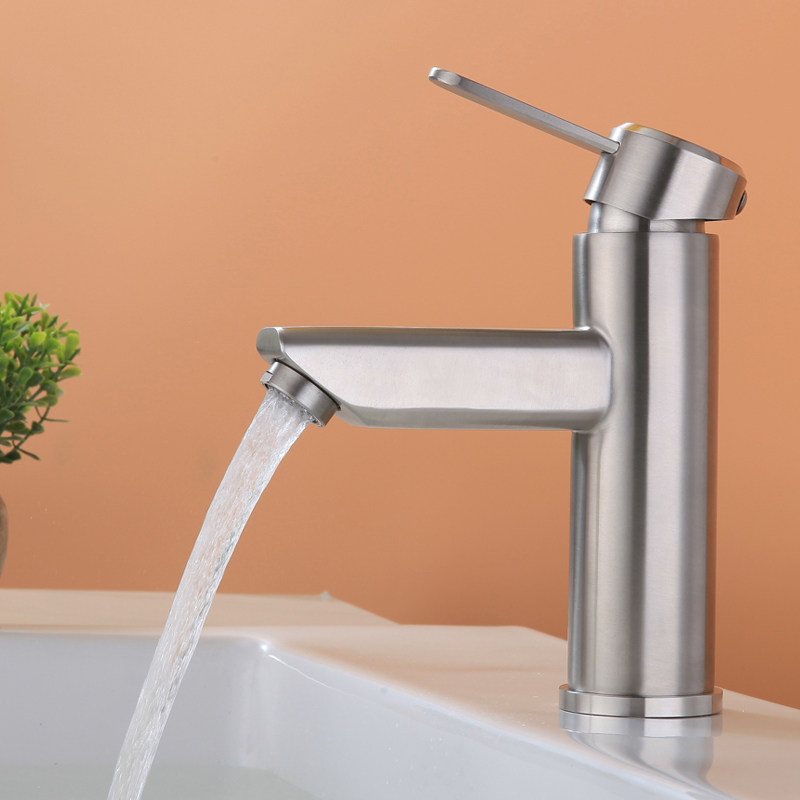 不锈钢水龙头加高单冷面盆家用卫生间洗手洗脸盆冷热面盆龙头