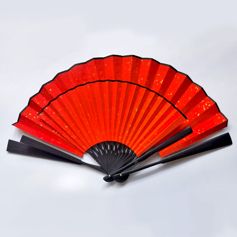 红色洒金宣纸折扇空白纸扇定制题字双面写字扇子