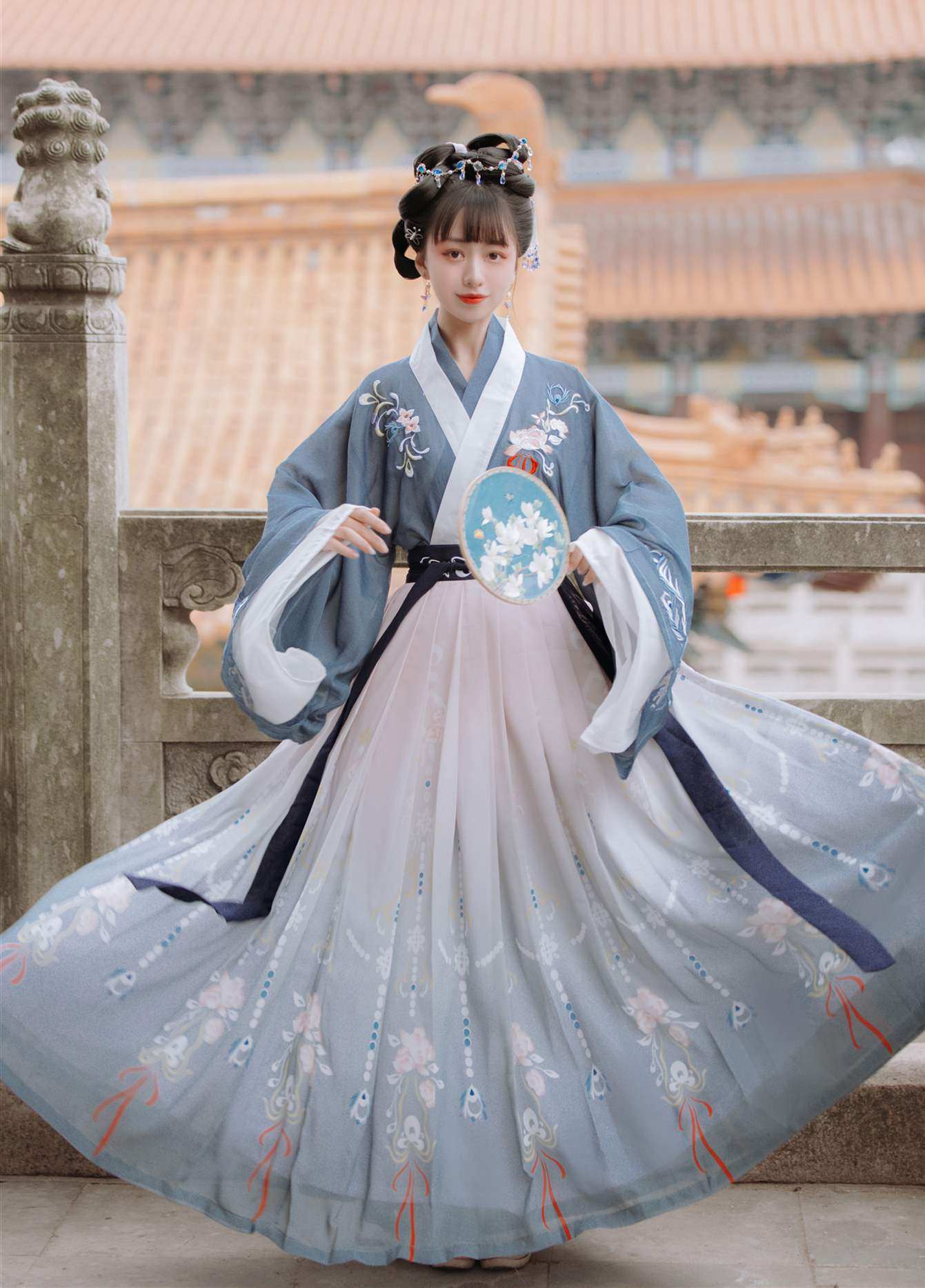 魏晋春夏国风裙中腰襦领齐风交汉服女原创芙蓉cosplay女装