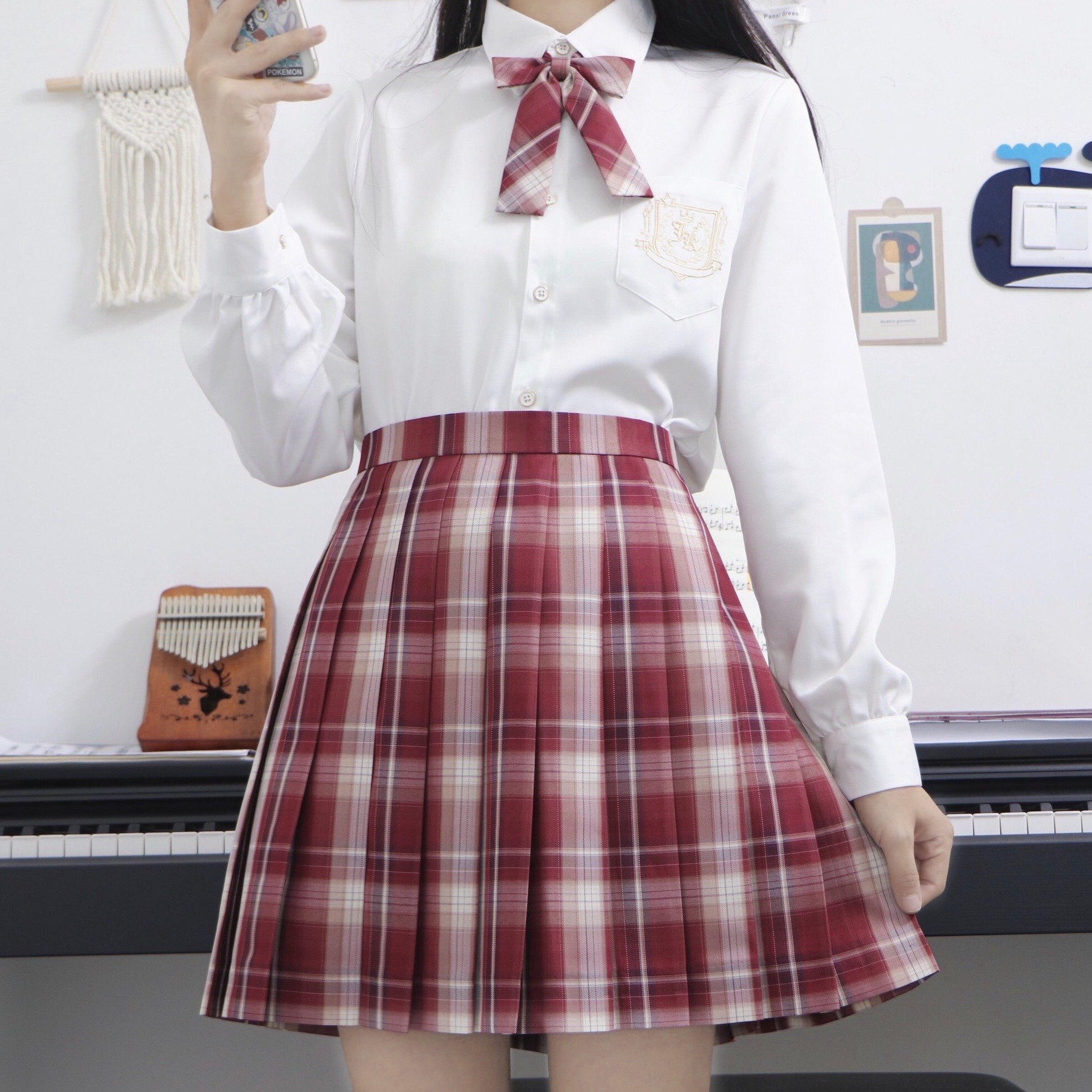 原创jk制服裙【红茶曲奇】日系显白新年红格jk格裙正版现货百褶裙