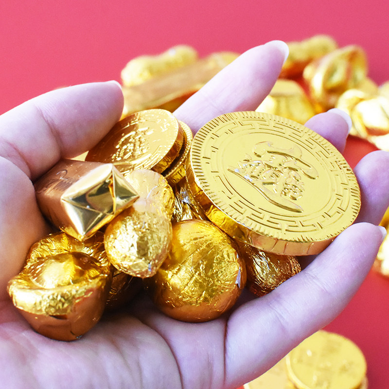 金币装饰糖果零食摆件蛋糕散装巧克力生日500g巧克力制品