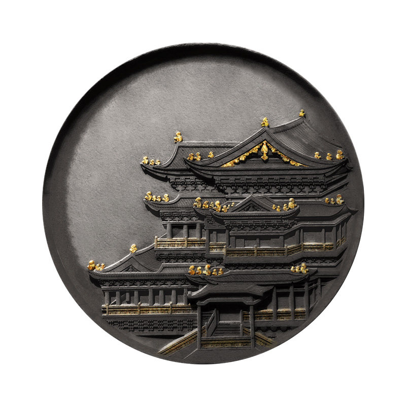 中式玄关装饰画立体雕刻古建筑新中式客厅沙发背景墙现代装饰画