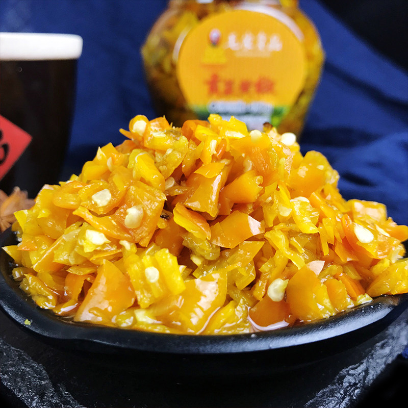 韶山味道汤妈妈妈妈毛家饭店贡菜黄椒450克黄剁椒辣椒酱