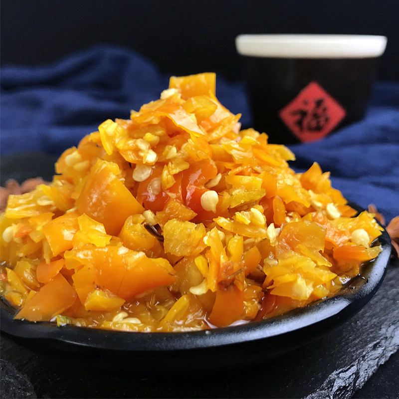 韶山味道汤妈妈妈妈毛家饭店贡菜黄椒450克黄剁椒辣椒酱