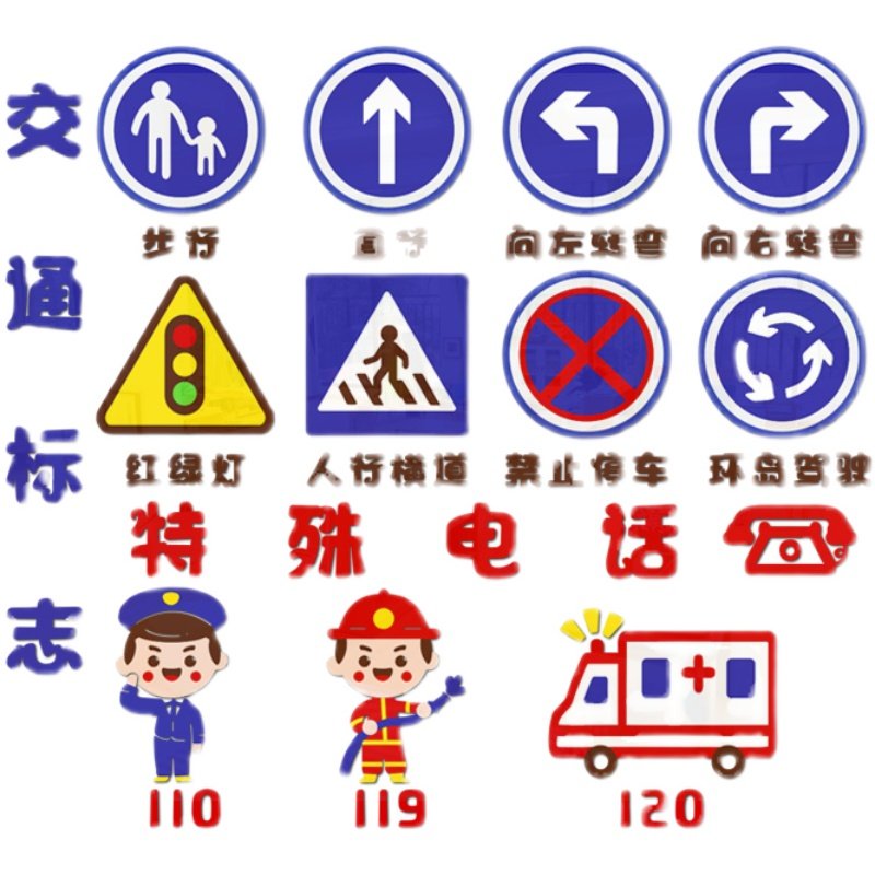 幼儿园环创主题大厅安全教育交通标志贴纸教室走廊墙贴