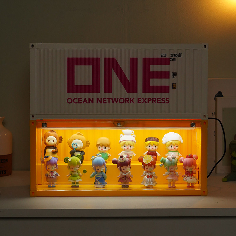 集装箱盲盒收纳展示架泡泡玛特popmart场景防尘展示娃娃手办收纳盒