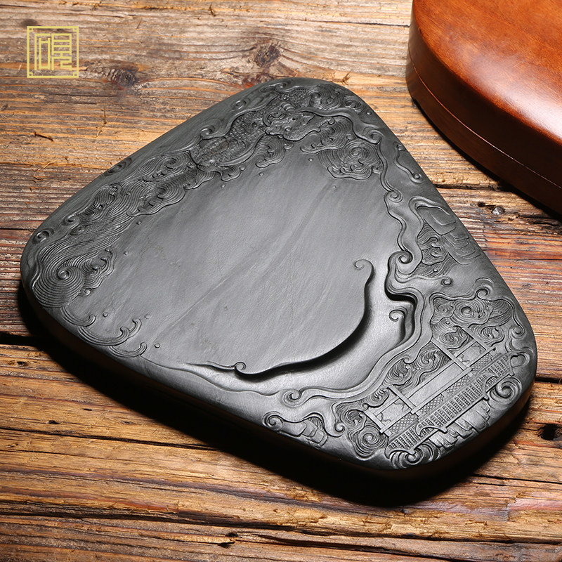 老坑眉纹作品文房四宝高档精品大名四大歙砚籽料文房四宝