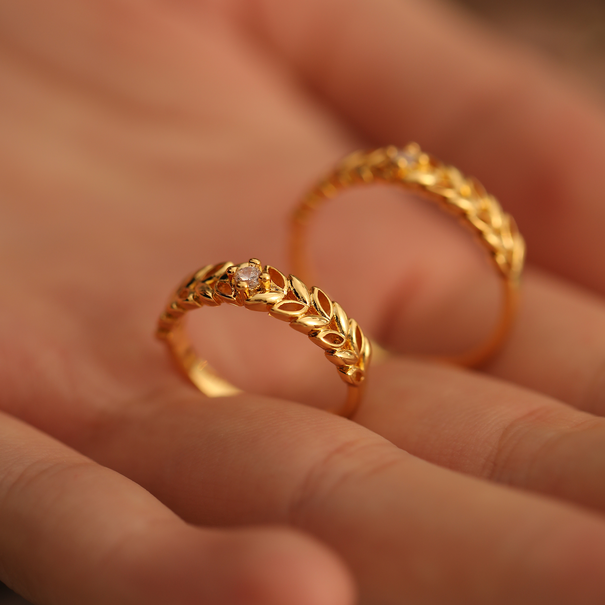 原创麦穗纯银s925情侣戒指男女简约婚戒一对戒指