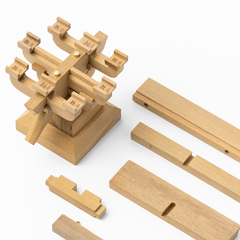 韵文文博恭王府斗拱积木榫卯模型木制玩具益智创意