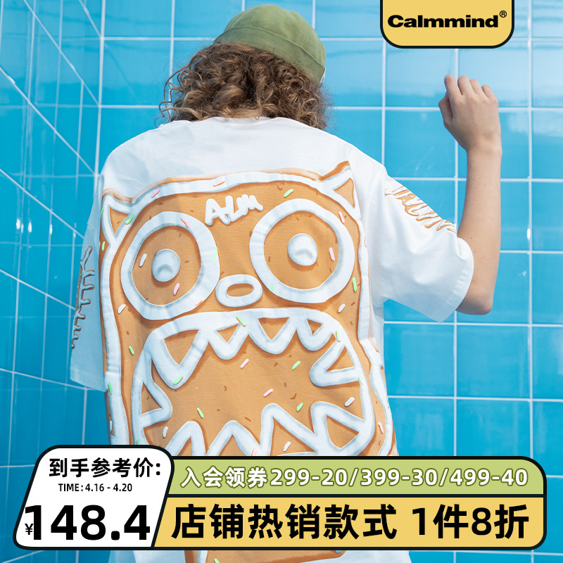 CALMMIND小怪兽姜饼人短袖情侣装夏季t恤男潮牌宽松休闲半袖ins