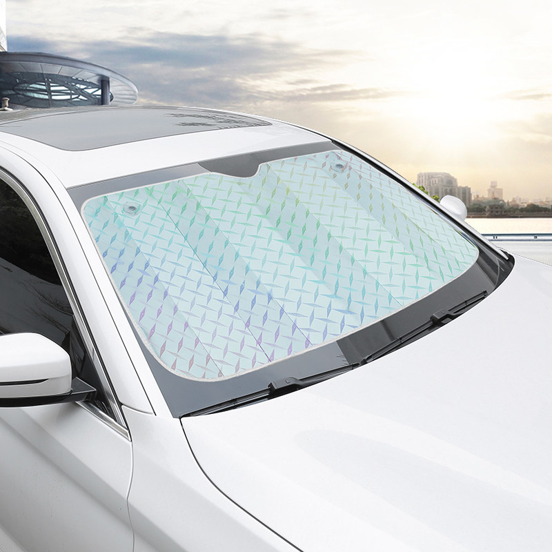 隔热汽车遮档太阳镭射布镭射玻璃防晒挡风布前遮阳挡