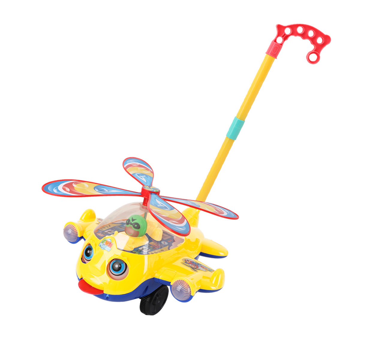手推飞机学步车手推车儿童玩具推推乐单杆响铃婴儿走路助步神器-mc母
