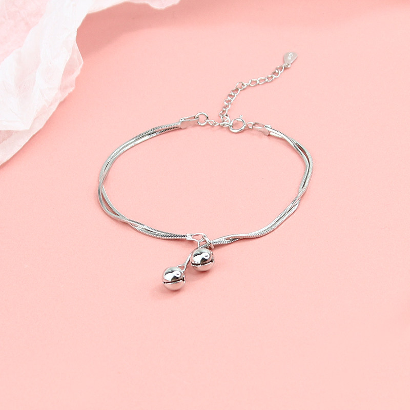 双层铃铛手链女韩版学生简约小众个性网红红会手链