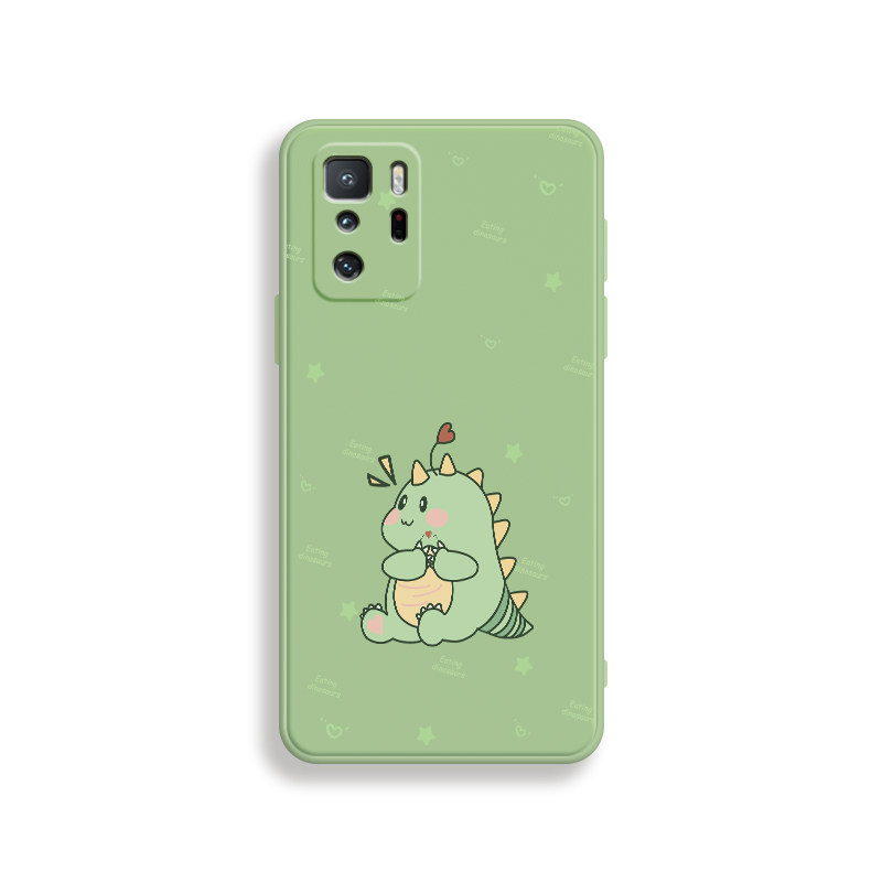 可爱小恐龙红米note10pro手机壳直边液态硅胶小米redminote10系列全包