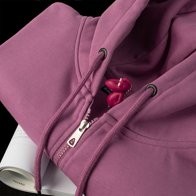 310g葡萄紫开衫连帽卫衣女香芋紫浅紫色奶油紫薄款宽松长袖外套男