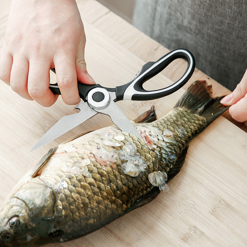 智岚多功能厨房剪刀家用杀鱼剪鸡骨烤肉神器大号不锈钢强力剪子