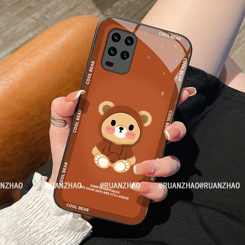 小熊realmeq3手机壳真我q3s钢化玻璃壳q3pro狂欢版保护套全包镜头q3i