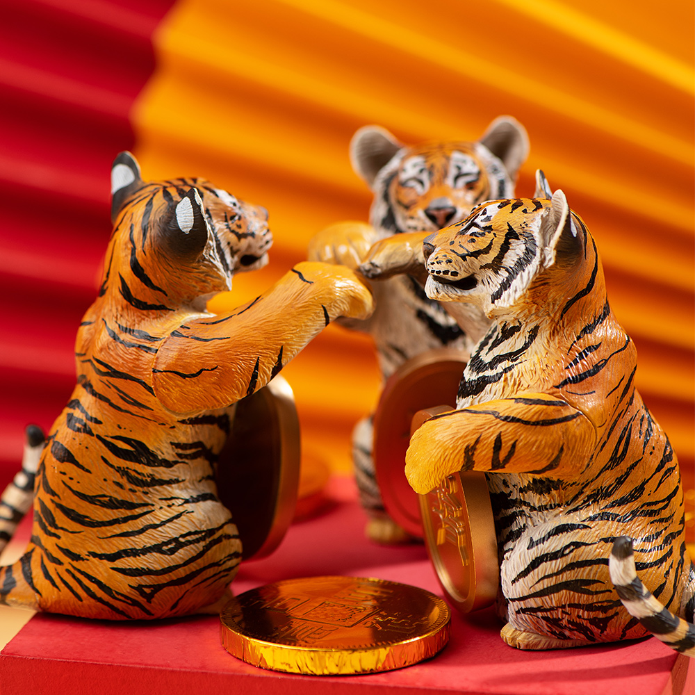 博物文创招财财虎模型老虎手办摆件喜庆节日手办