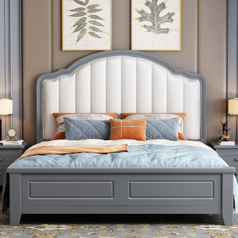 橡胶胶木实木木床白色田园现代简约美式卧室框架实木床