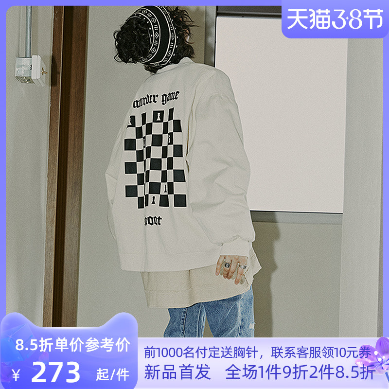 SHOOT BRAND棋盘格MA1空军夹克潮牌宽松街头嘻哈复古棒球服外套春