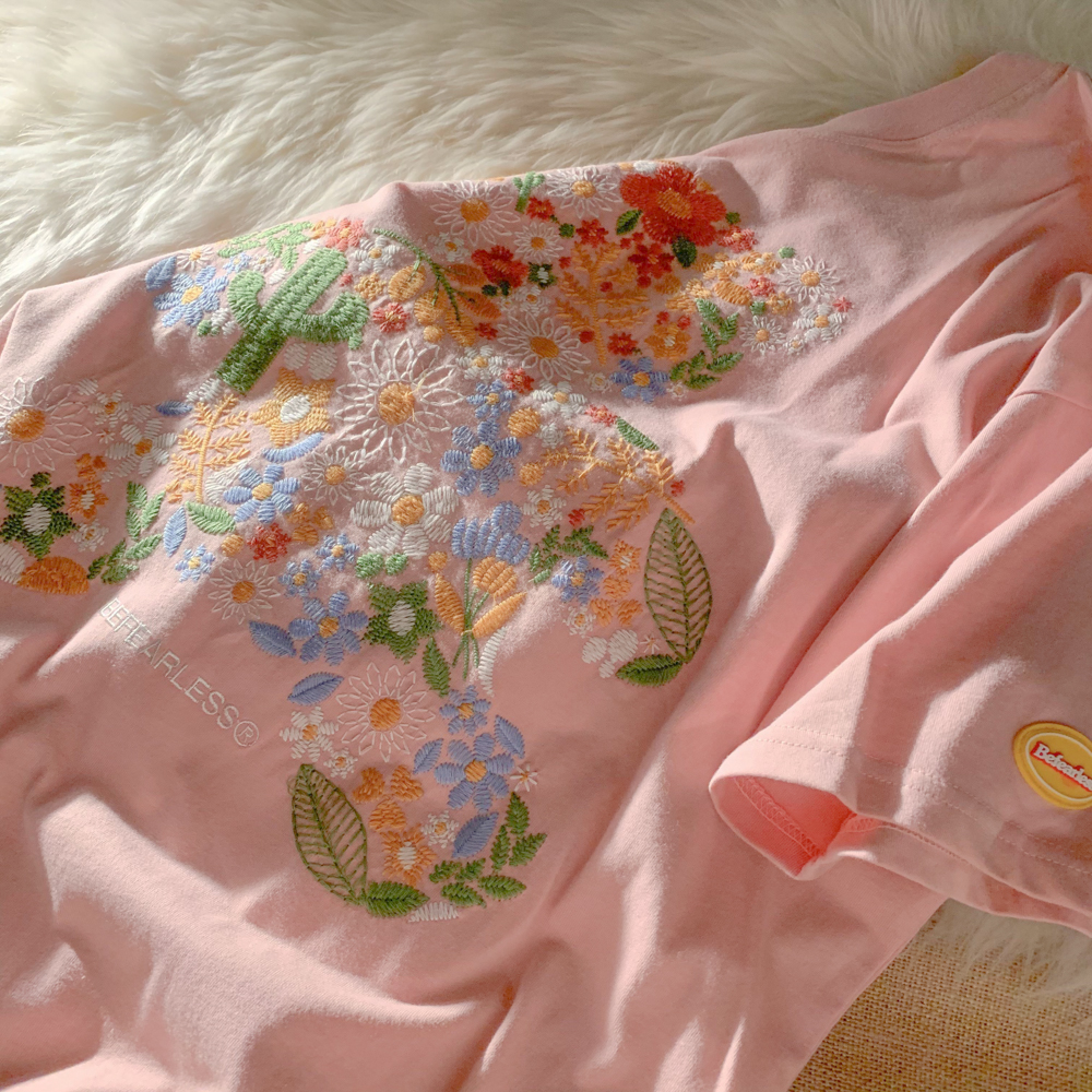 EACH ROOM 花朵元素的小熊潮流短袖T恤时尚宽松easy原宿街头风