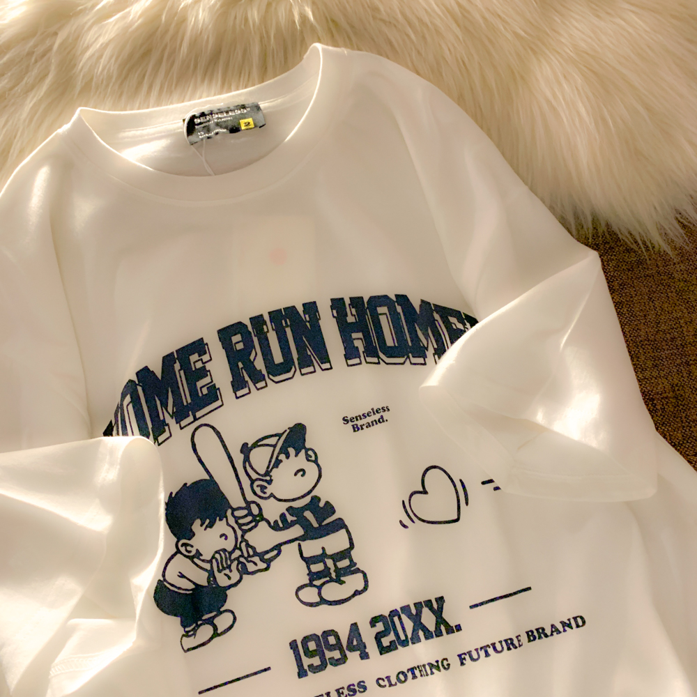 EACH ROOM 童年一缕短袖宽松T恤夏季美式潮酷oversize男女情侣装