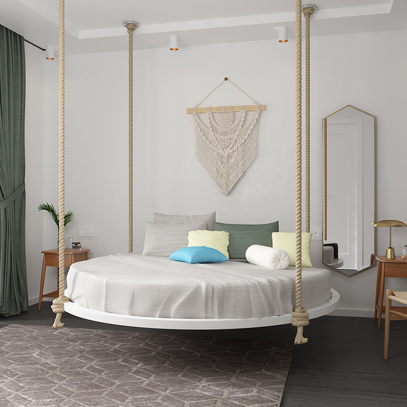 民宿双吊床室内卧室网红同款旅馆千秋创意摇摇吊床