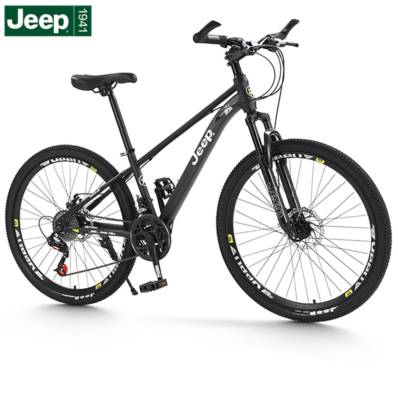 吉普jeep自行车山地成人男女双碟变速中学生代步山地自行车