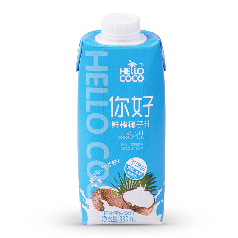 hello coco椰子汁330ml*6瓶生榨新鲜椰奶椰汁整箱水果饮料椰子水