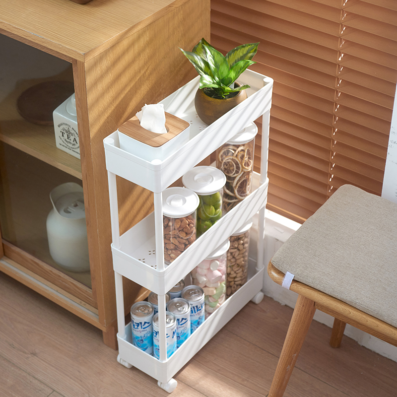 厨房夹缝收纳架调料卫生间置物架落地多层2215cm窄缝侧边小推车