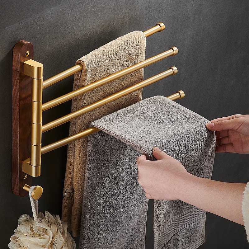 实木毛巾架打孔卫生间毛巾挂架浴室置物架轻奢壁挂毛巾挂