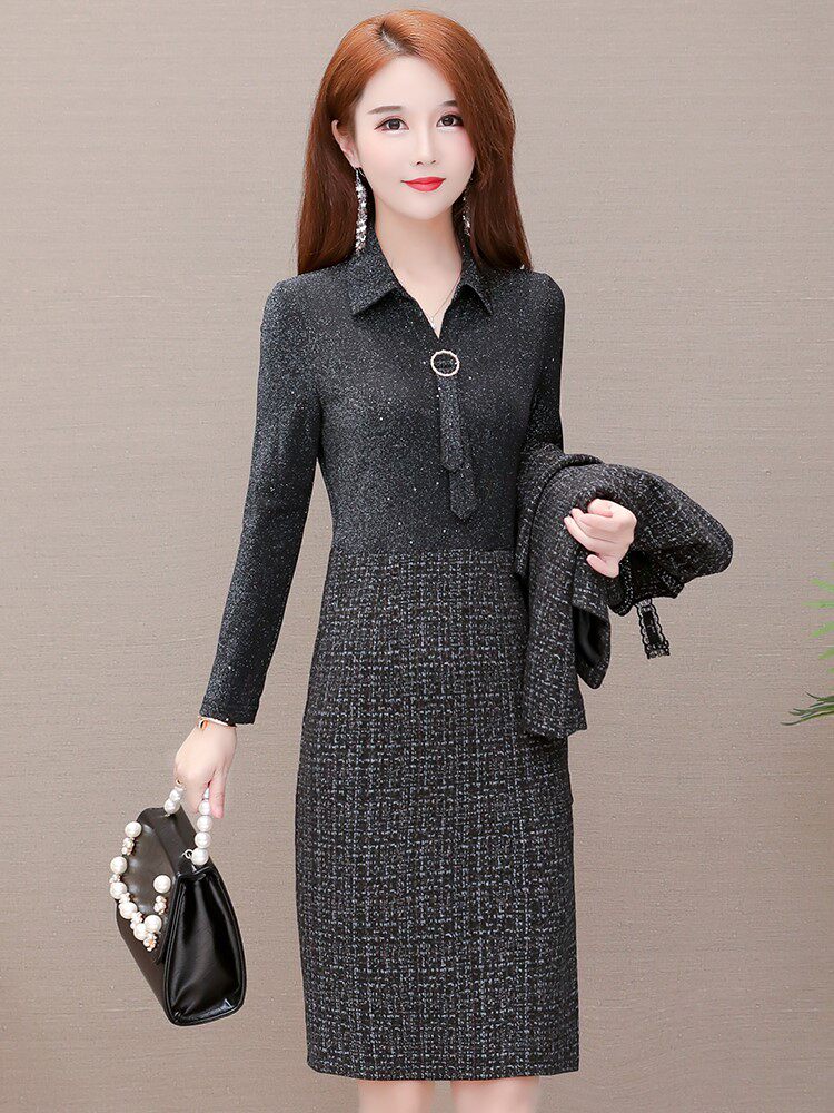 2021年新流行款女装过年新款连衣裙春款套裙两件亲子装