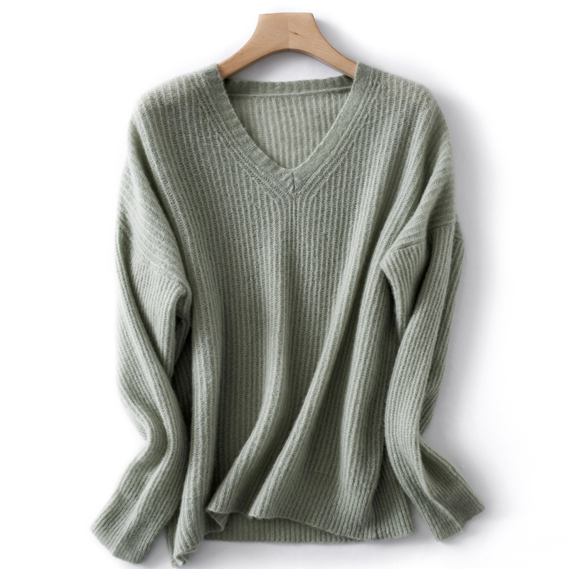 羊绒轻若无物白厂丝宽松毛衣短款羊绒衫真丝长袖毛衣