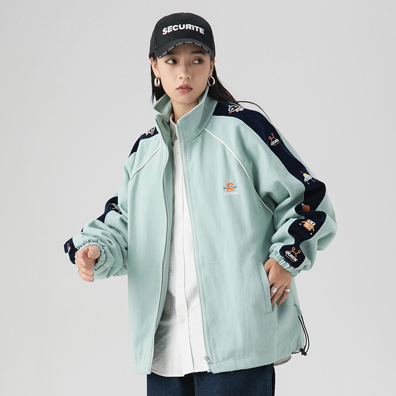 Hold Colour美式潮牌侧边太空飞行物撞色拼接夹克男女ins潮流外套