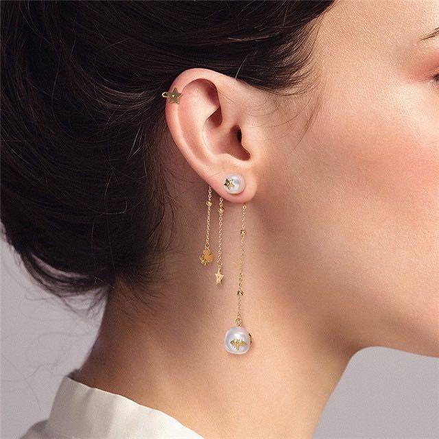 欧美时尚经典甜美个性 单边星星珍珠耳挂 潮人百搭耳环女 - one fun