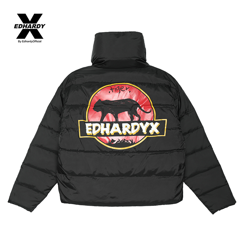 edhardyx秋冬新品女士潮流街头立领保暖短款羽绒服