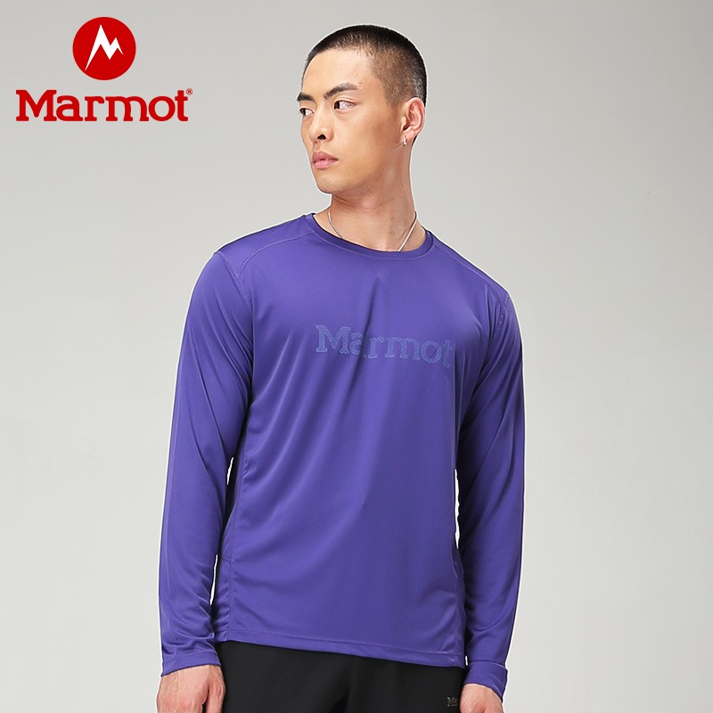 marmot土拨鼠户外运动新款男式排汗透气速干T恤休闲长袖