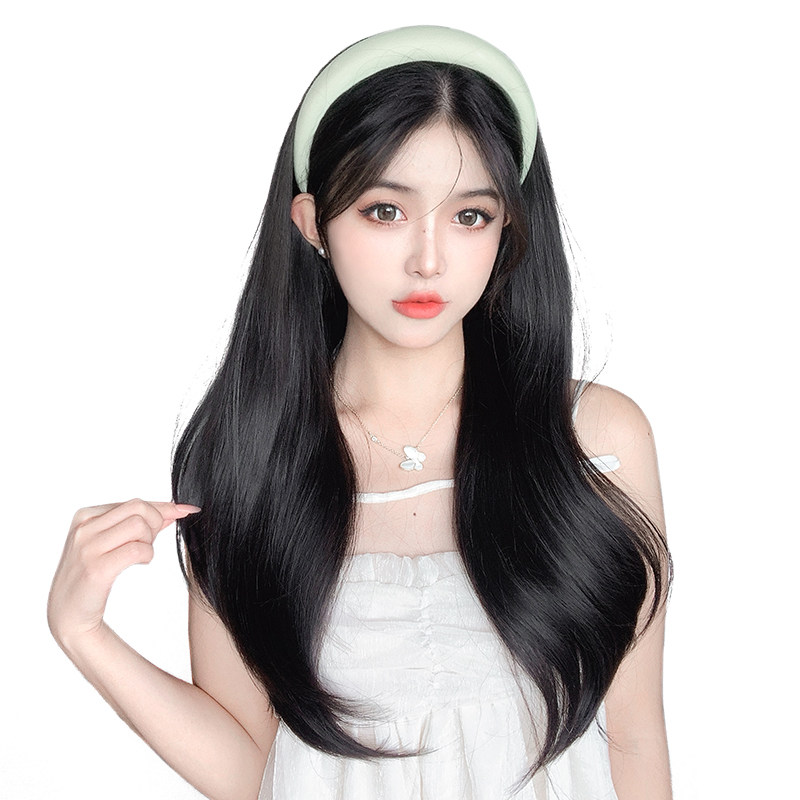 假发女长发发一体头套夏微卷发一片片式仿真日常整顶假发